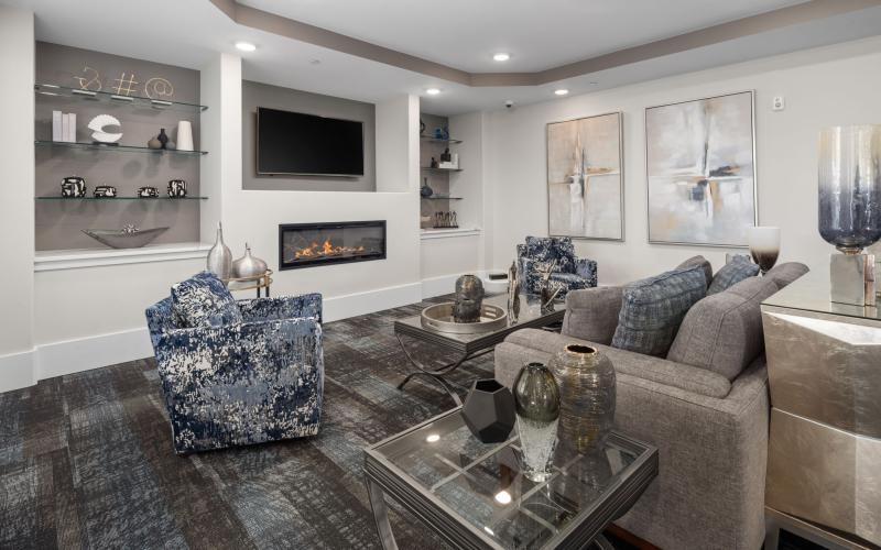 Enjoy our resident-only features a clubroom with a fireplace and a couch